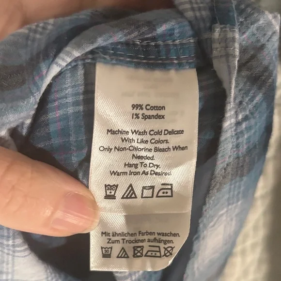 Eddie Bauer Blue Plaid Button-Down Shirt - Picture 8 of 8